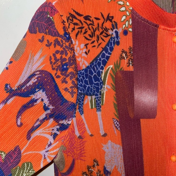 Vibrant Orange and Purple button Down Maxi Dress Duster - Picture 4 of 5